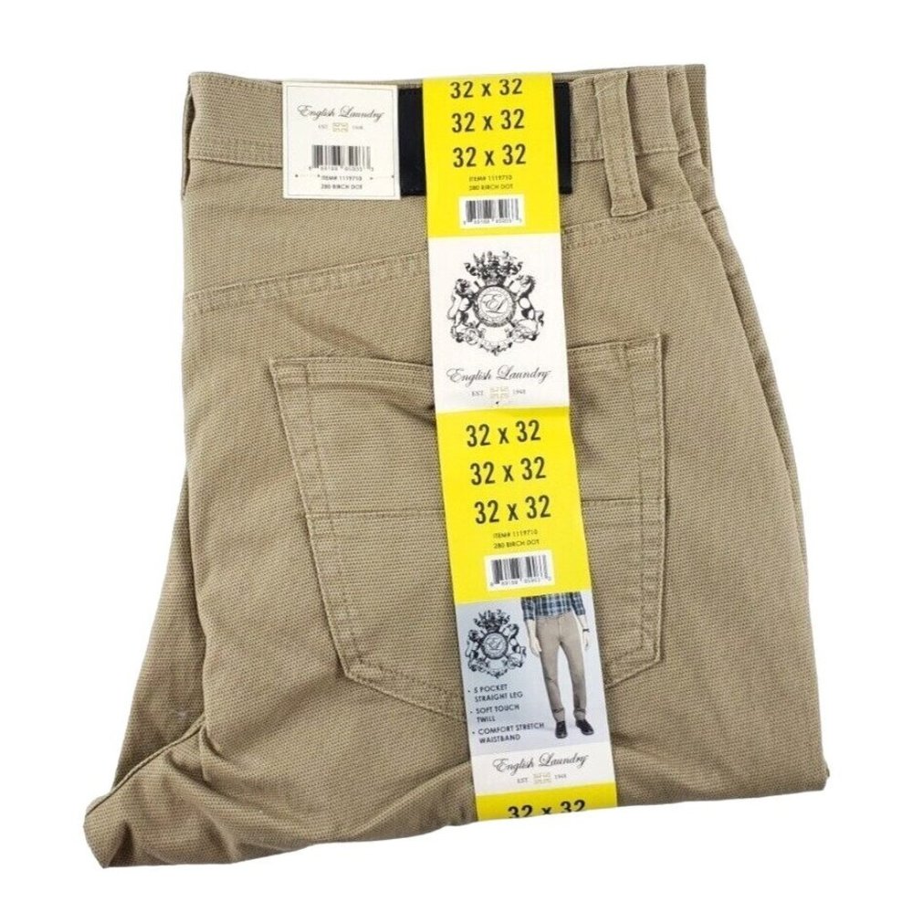 Men's English Laundry Stretch Straight Leg 5 Pocket Chino Soft Pant 32x32